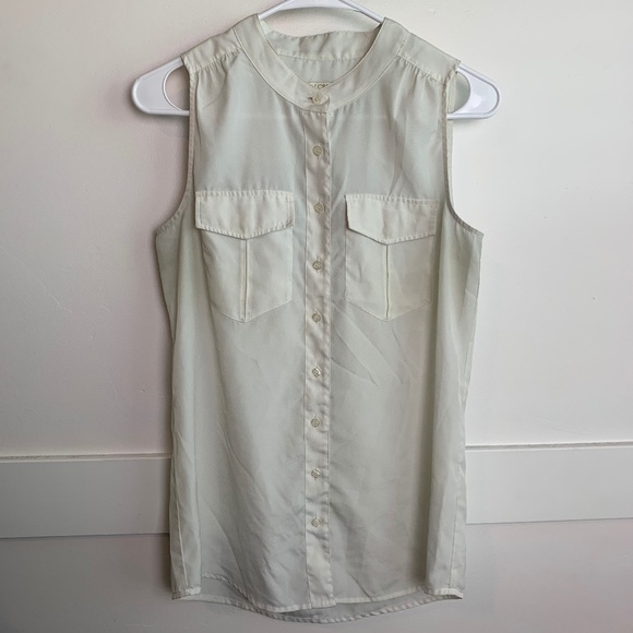 J. Crew White Sleeveless Button Up Blouse - Picture 1 of 6